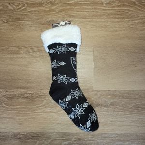 Las Vegas Raiders Women's Stripe Logo Tall Footy Slippers Size 6-10 Non Skid NFL